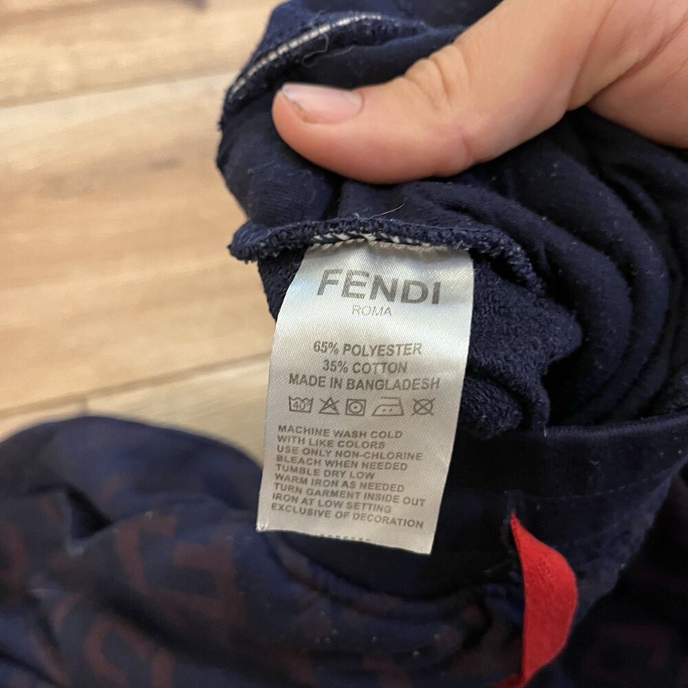 Fendi Roma Navy Blue Joggers Loung Sweatpants Monogram Logo Size S (28x29) - Picture 3 of 9